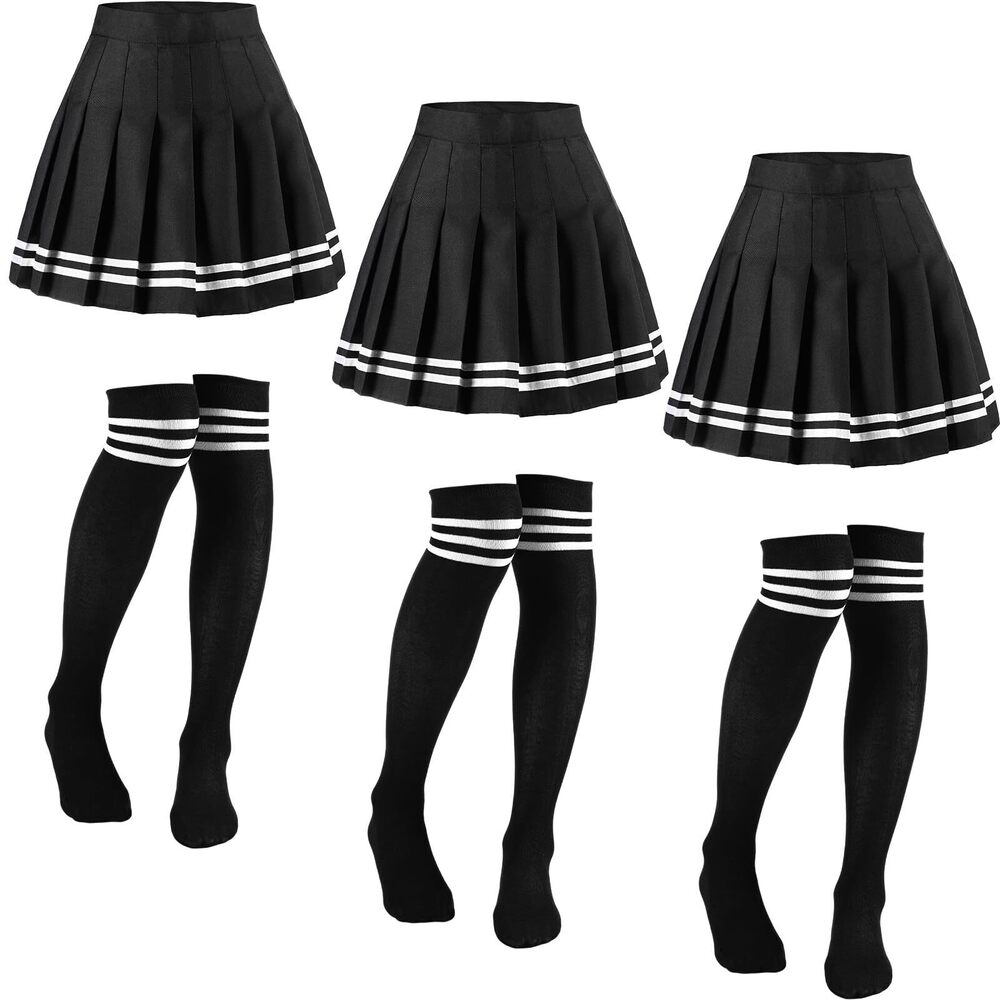 2366 3 Set Pleated Skirt School Uniform Skirt Mini Skirt Pleated Cheer